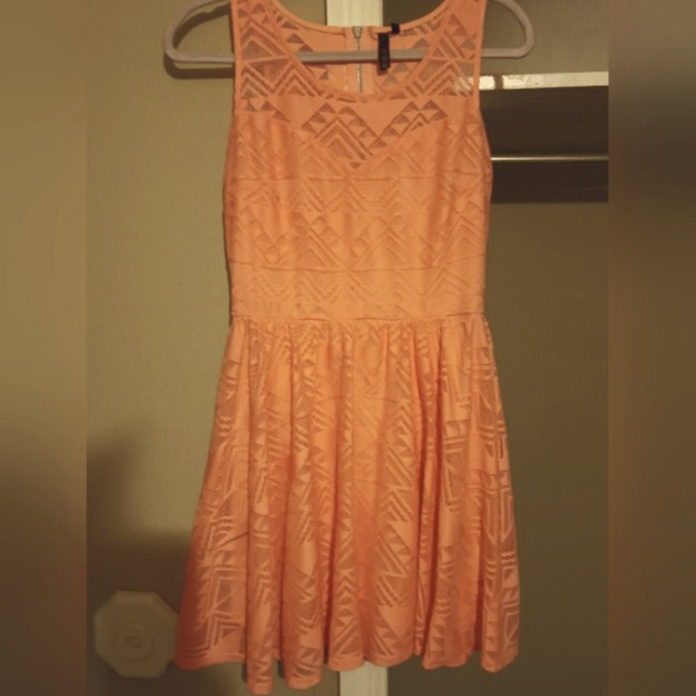 Sold! Women's Creamsicle/Pastel Orange Lace Detail Dress Size M